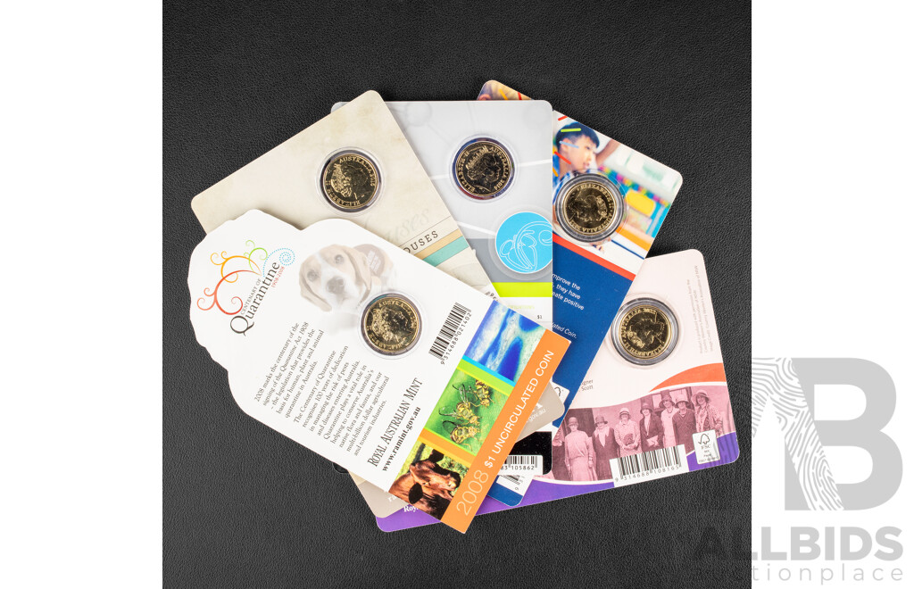 Five Australian Commemorative One Dollar Coins, Australiana