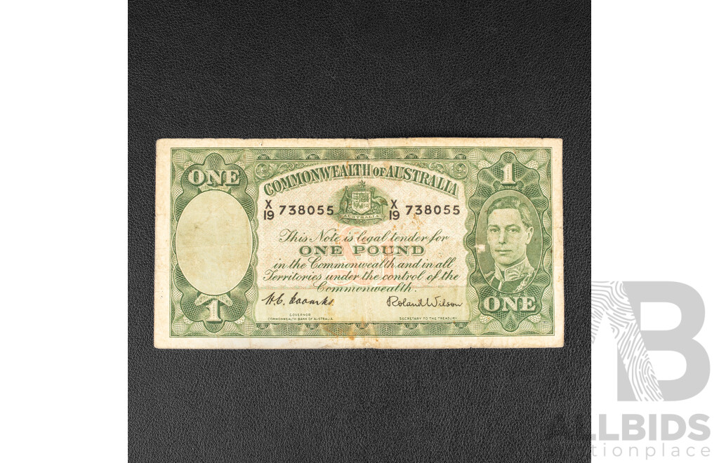 Australian 1952 One Pound Note, Coombs/Wilson