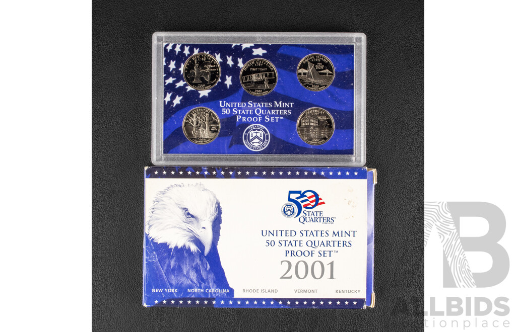 Four USA Proof State Quarter Sets 2001, 2006, 2007, 2009
