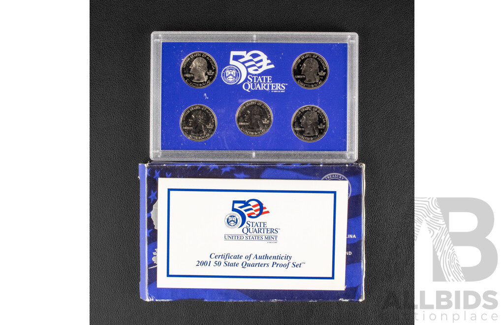 Four USA Proof State Quarter Sets 2001, 2006, 2007, 2009