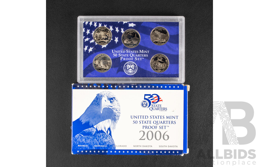 Four USA Proof State Quarter Sets 2001, 2006, 2007, 2009