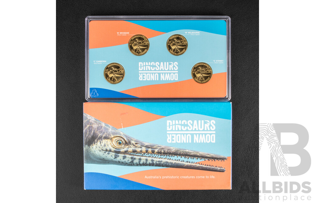 Australian 2022 One Dollar Mint and Privy Mark Coin Set. Down Under Dinosaurs.