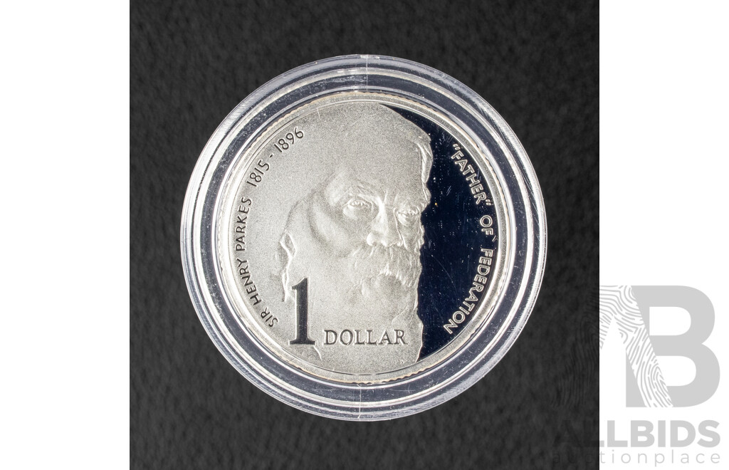 Australian RAM 1996 Silver Proof One Dollar Coin, Sir Henry Parkes