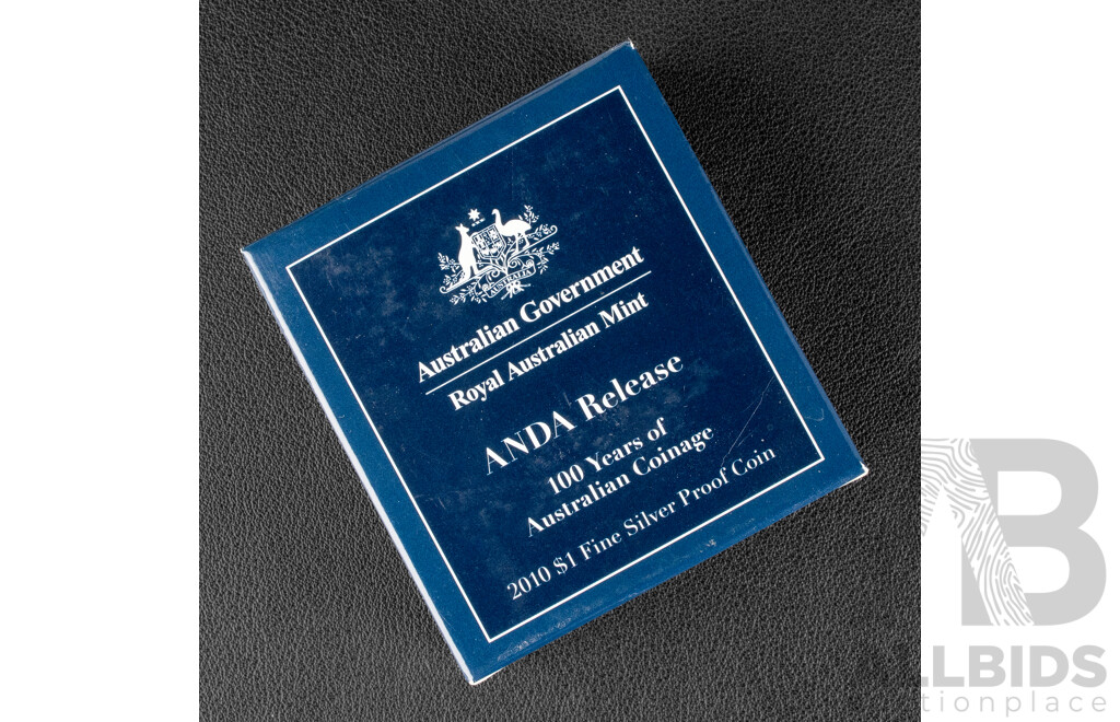 Australian RAM 2010 Silver Proof One Dollar Coin, 100 years Australian Coinage.