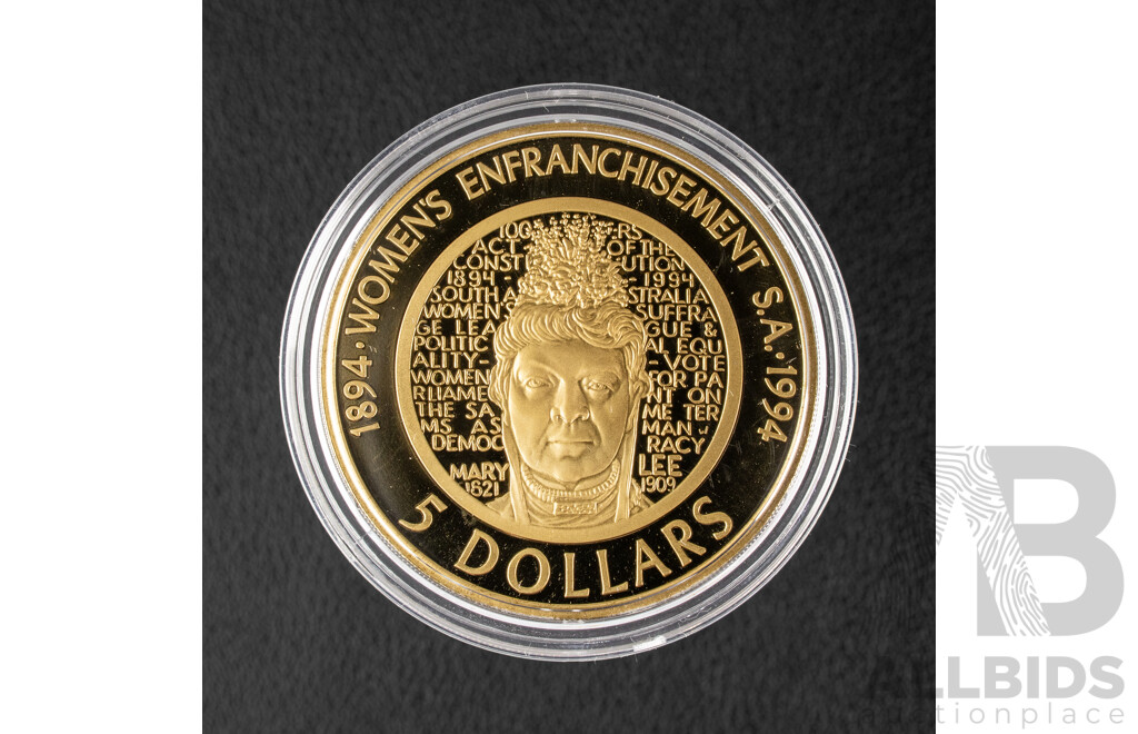 Australian 1994 RAM Proof Five Dollar Coin, The Enfranchisement of Women