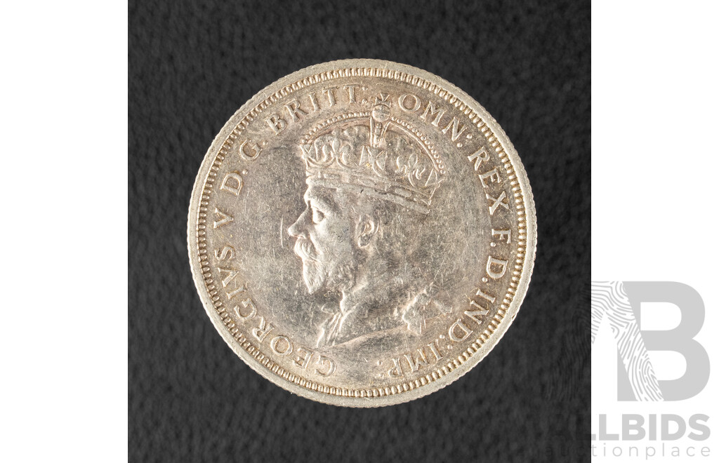 Australian 1927 a/UNC Silver Florin, Parliament House .925