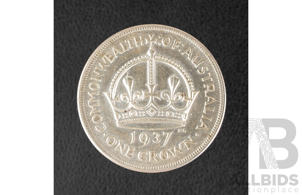 Australian 1937 KGVI Silver Crown VF .925