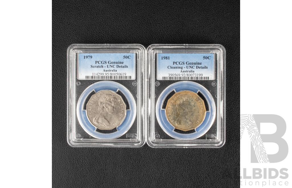 Australian 1979 and 1981 UNC Fifty Cent Coins