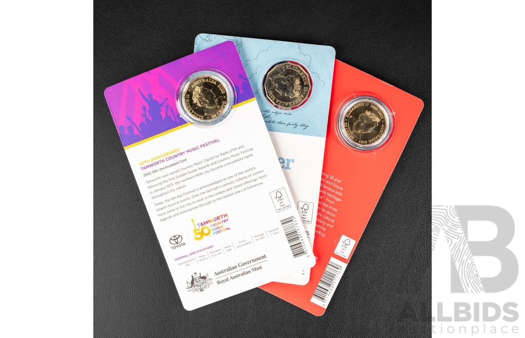 Three Australian Commemorative Fifty Cent Coins