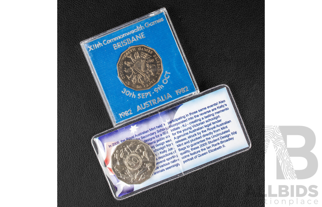 Australian 2005, 1982 UNC Commemorative Fifty Cent Coins