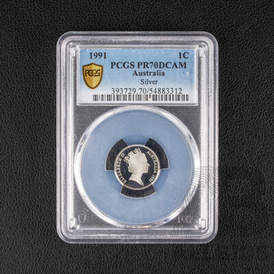 Australian 1991 Silver Proof One Cent Coin, Graded PCGS.