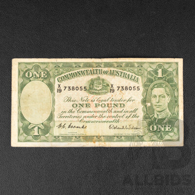 Australian 1952 One Pound Note, Coombs/Wilson