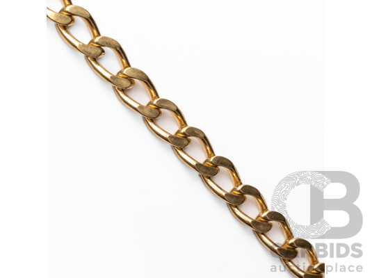 9ct Yellow Gold Flat Curb Link Bracelet, Length - 20cms - 17.43gms