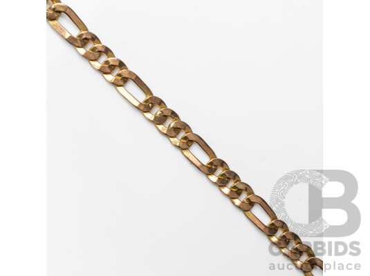 9ct Yellow Gold Figaro Bracelet. Length - 20.5cms - 9.30gms