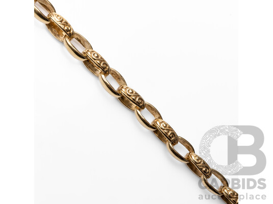 Vintage 9ct Yellow Gold Oval Link Bracelet. Length - 19.5cms - 16.09gms
