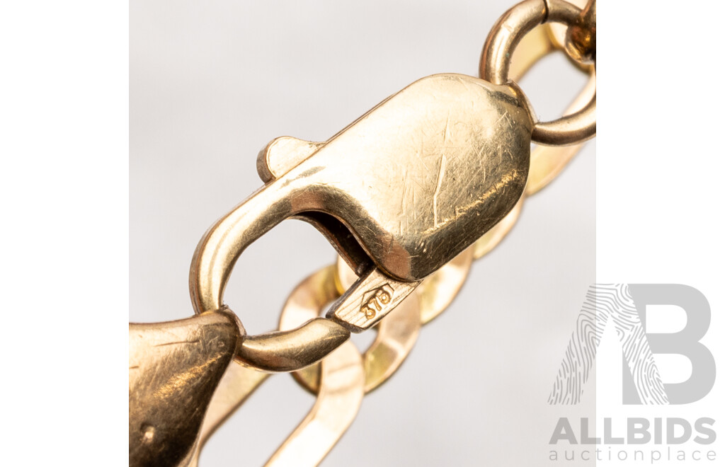 9ct Yellow Gold Figaro Bracelet. Length - 20.5cms - 9.30gms