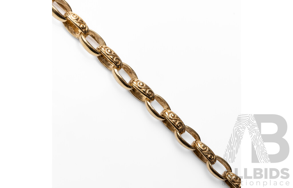 Vintage 9ct Yellow Gold Oval Link Bracelet. Length - 19.5cms - 16.09gms