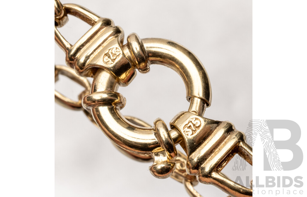 Vintage 9ct Yellow Gold Oval Link Bracelet. Length - 19.5cms - 16.09gms