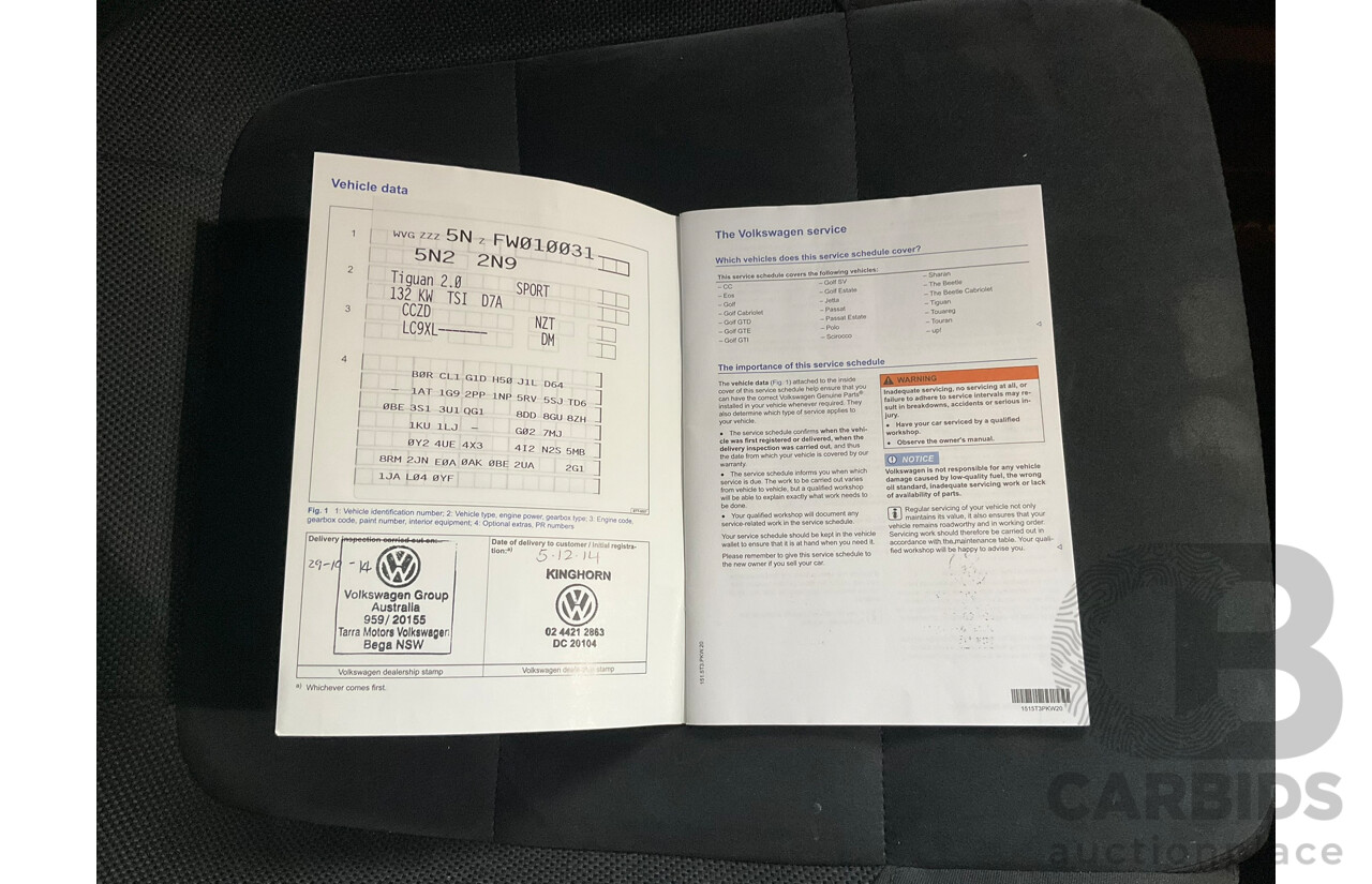 09/2014 Volkswagen Tiguan 132 TSI (4x4) 5NC MY15 4d Wagon Black Turbo 2.0L