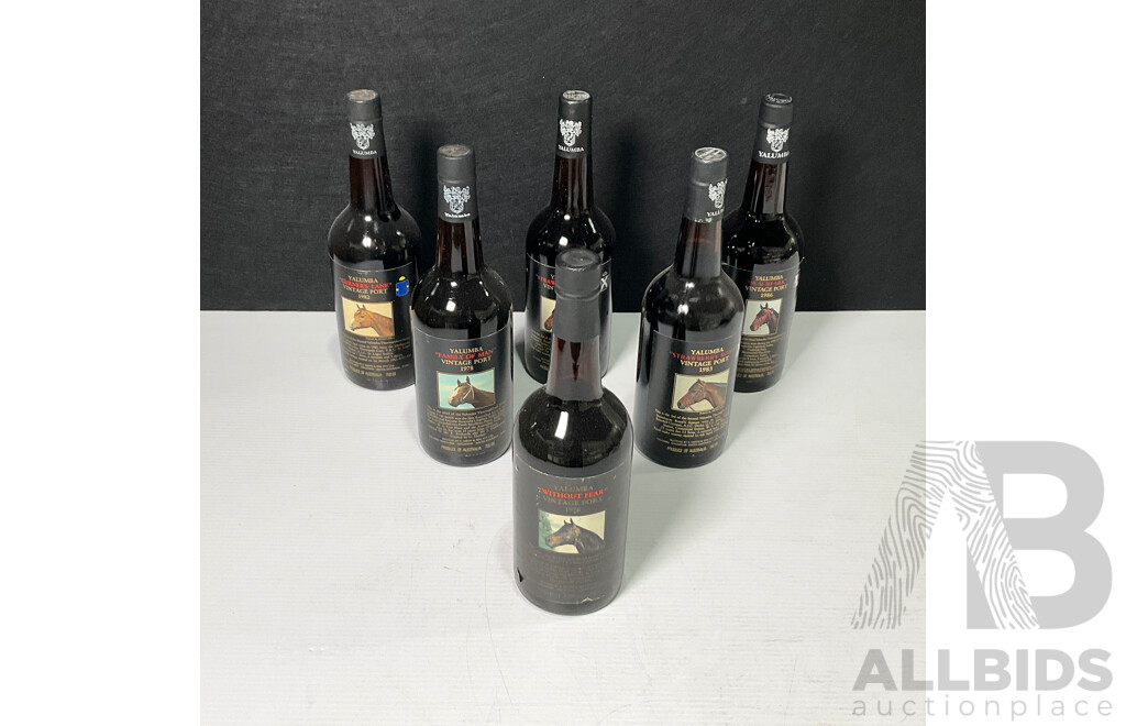 Set of Six Yalumba Vintage Port 1976-1986