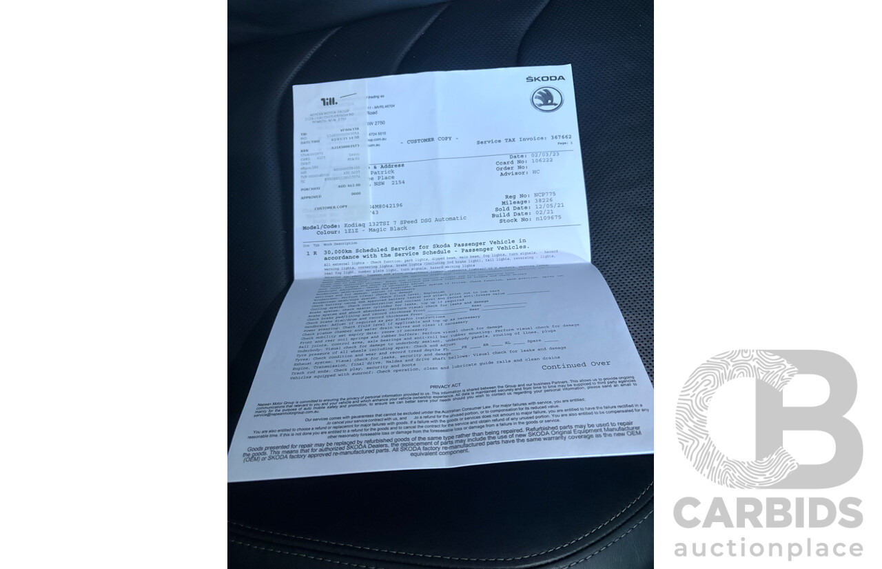 04/2021 Skoda Kodiaq 132 TSI (4x4) NS MY21 4d Wagon Black 2.0L