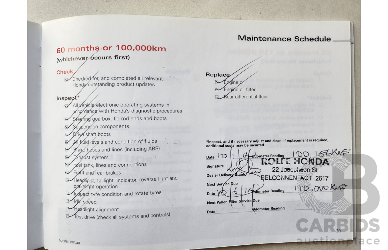 02/2007 Honda CRV (4x4) MY07 4d Wagon Gold 2.4L