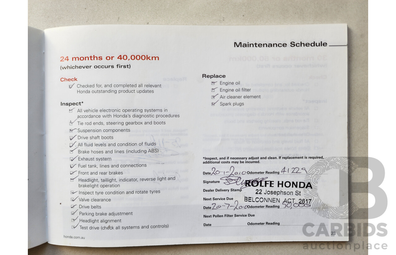 02/2007 Honda CRV (4x4) MY07 4d Wagon Gold 2.4L