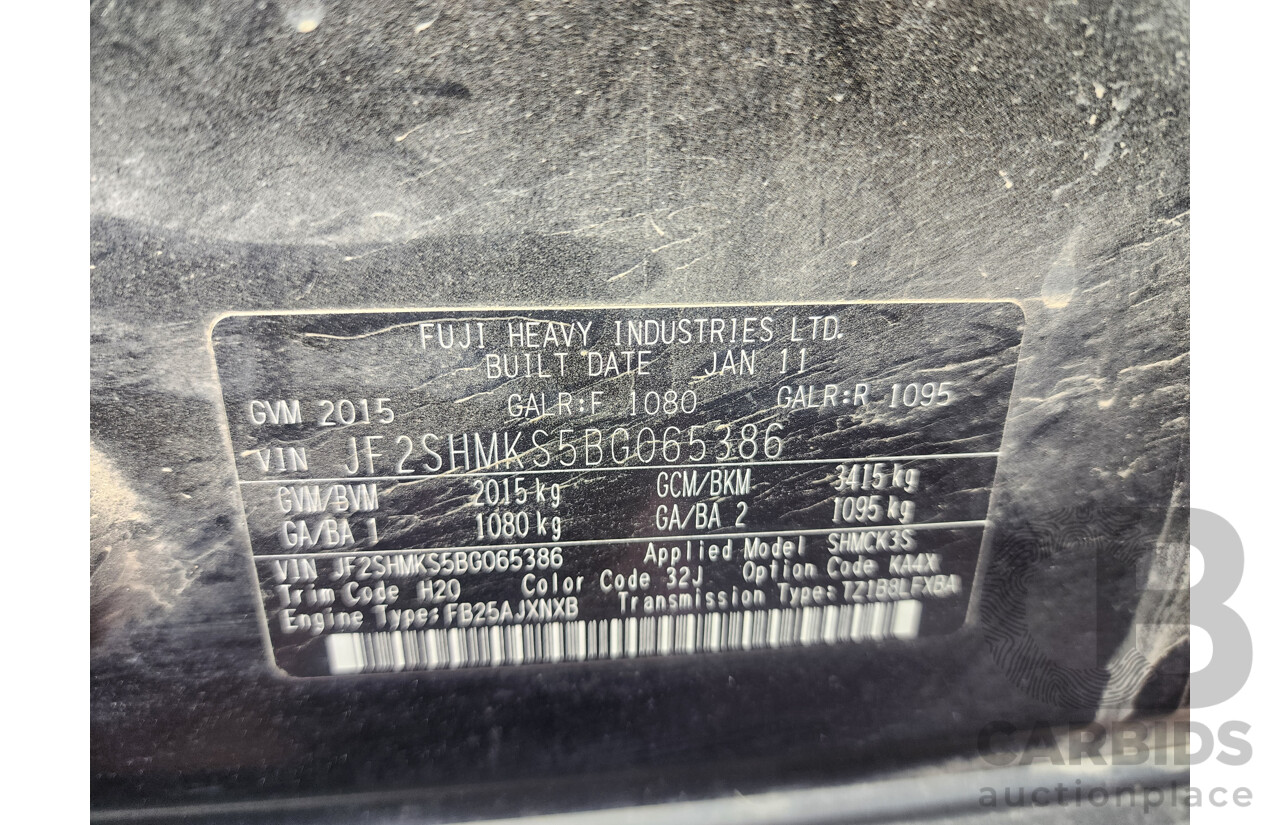 03/2011 Subaru Forester X MY11 4d Wagon Black 2.5L