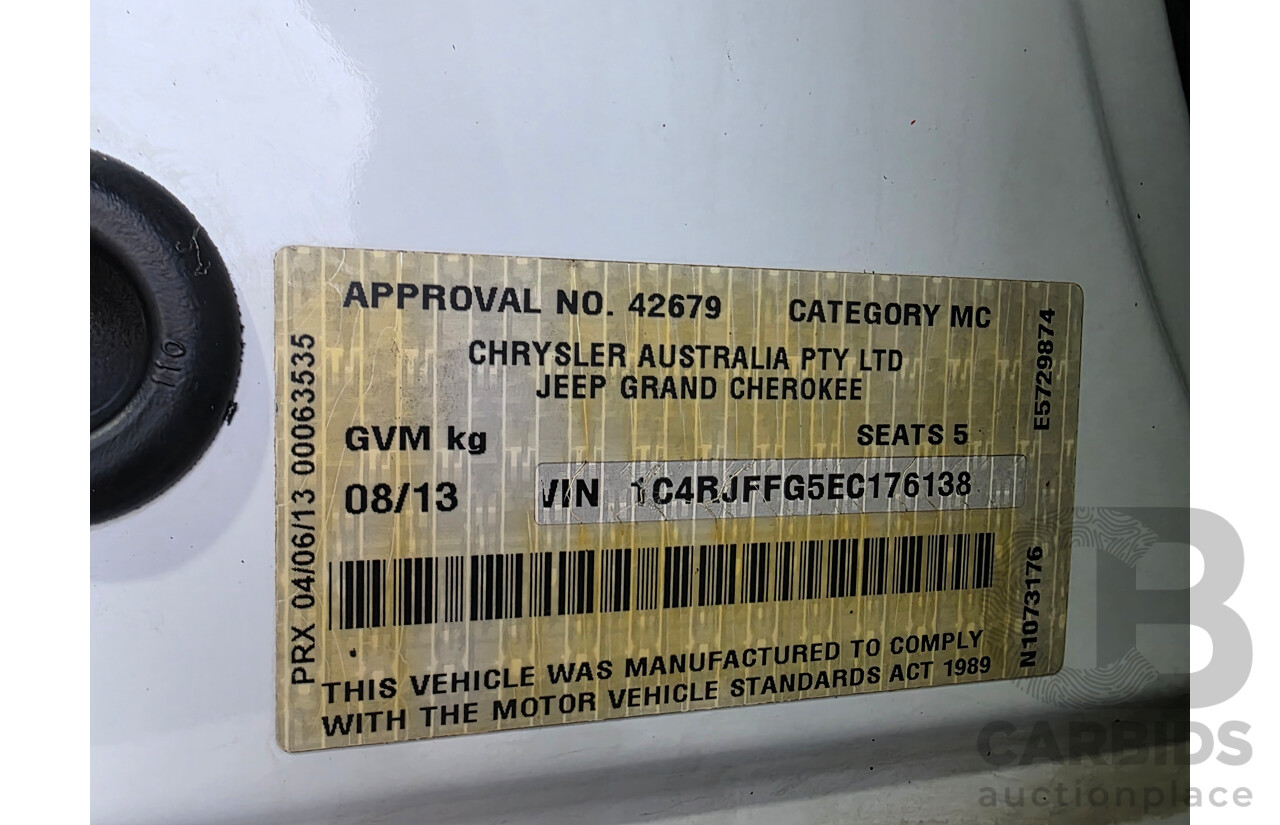 08/2013 Jeep Grand Cherokee LIMITED (4x4) WK MY14 4d Wagon White 3.6L