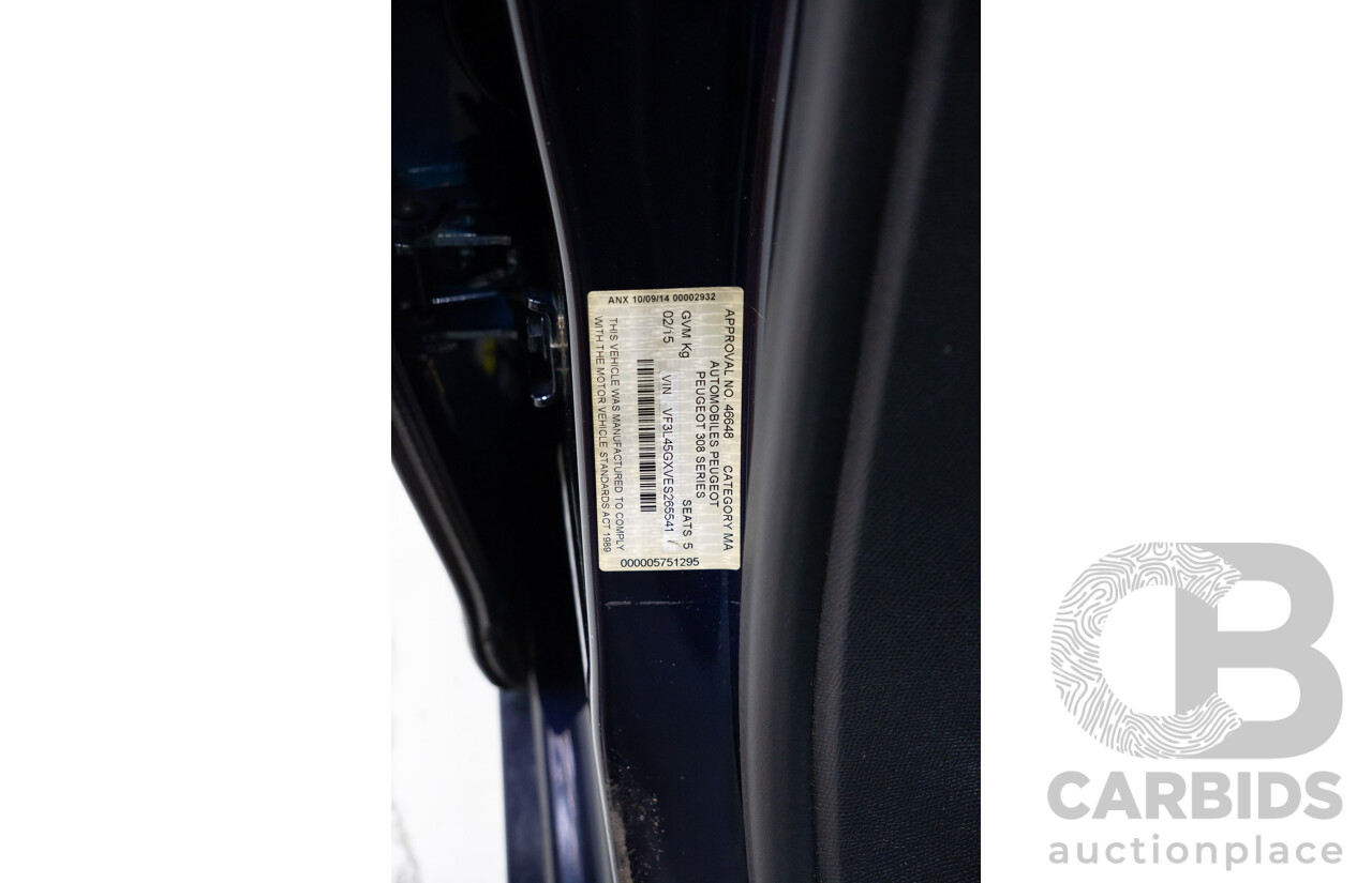 02/2015 Peugeot 308 Touring Allure T9 4d Wagon Blue Turbo 1.6L