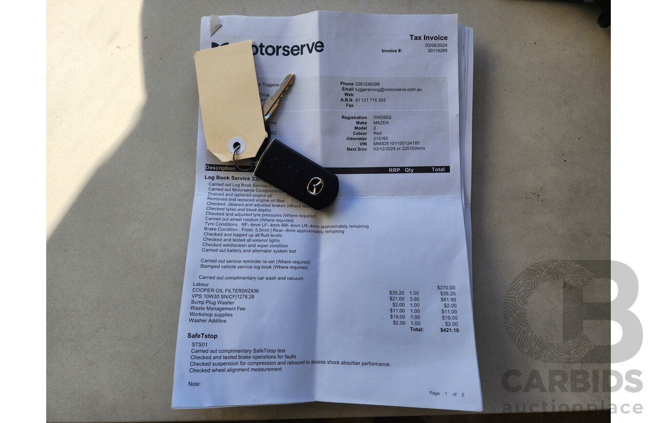 06/2010 Mazda Mazda2 MAXX DE 5d Hatchback Red 1.5L