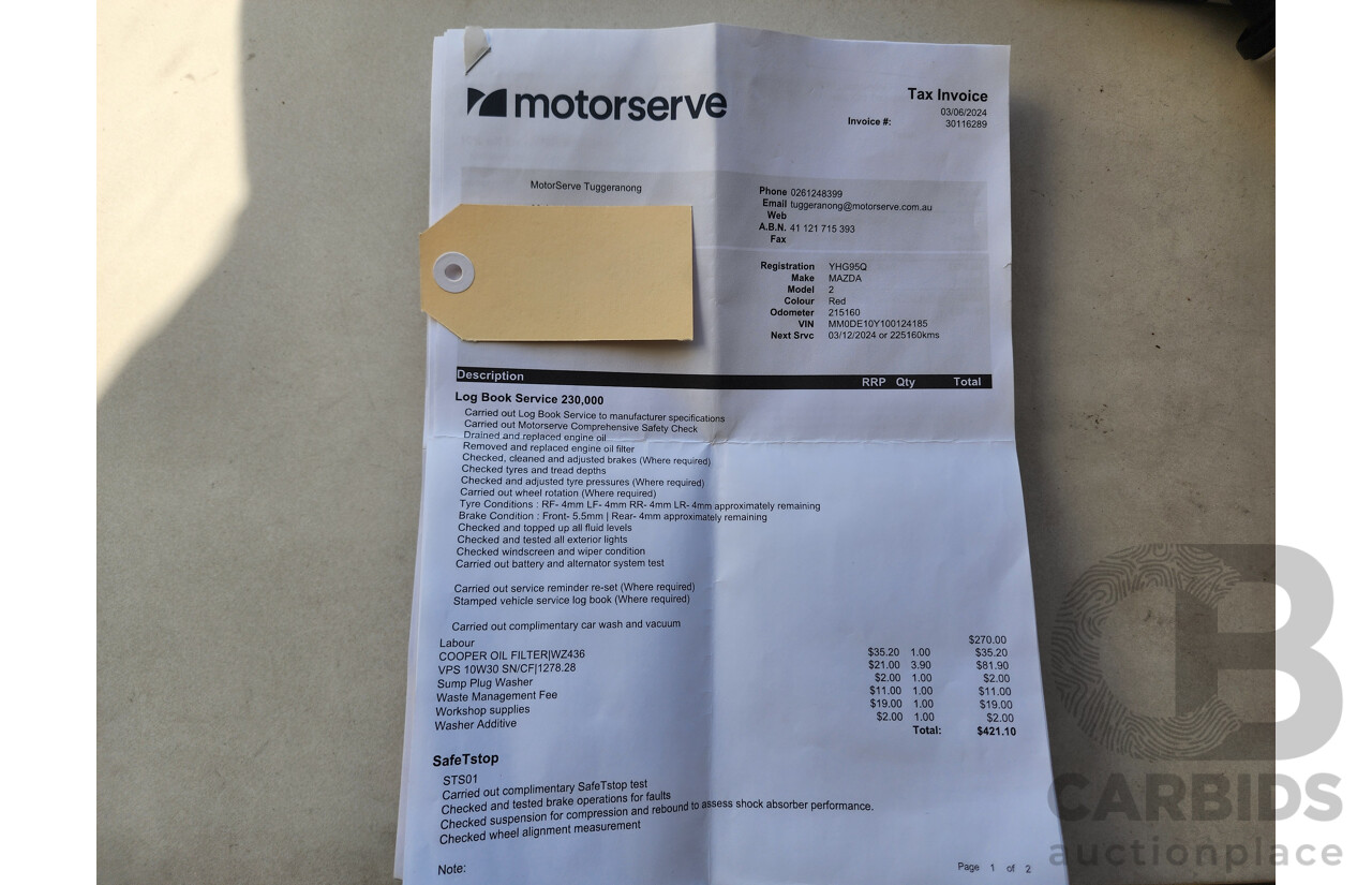 06/2010 Mazda Mazda2 MAXX DE 5d Hatchback Red 1.5L