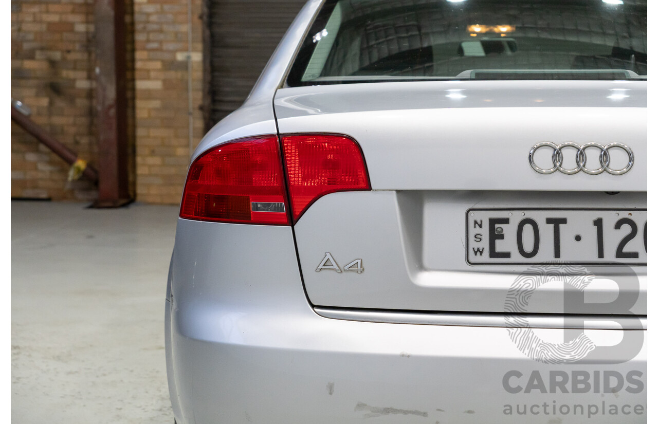10/2006 Audi A4 2.0 B7 4d Sedan Silver 2.0L