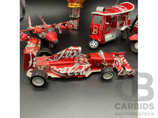 Collection of Handcrafted Miniature Models Made From Recycled Coca-cola Cans - Lot of 6