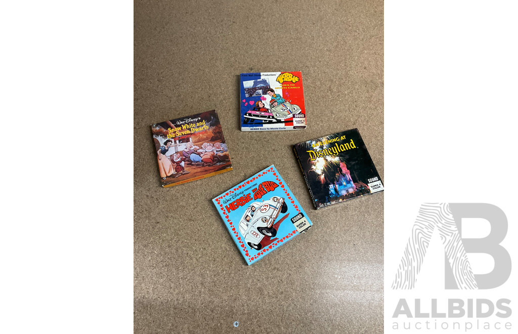 Vintage Walt Disney Super 8 Home Movie Film Boxes - LOT of 4