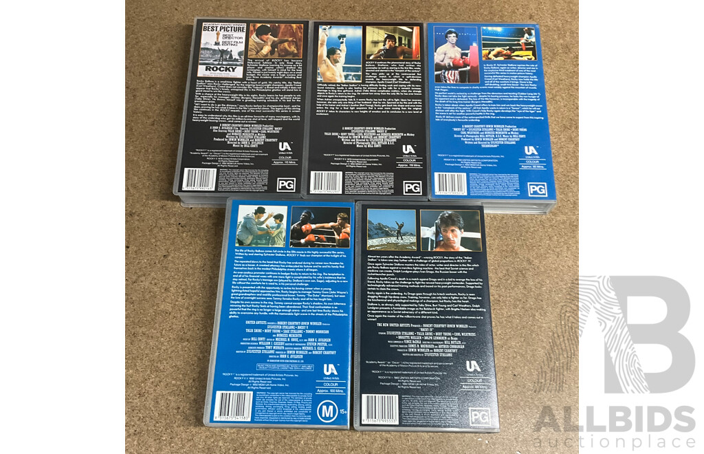 Vintage 5-Tape VHS Box Set - ROCKY Collection