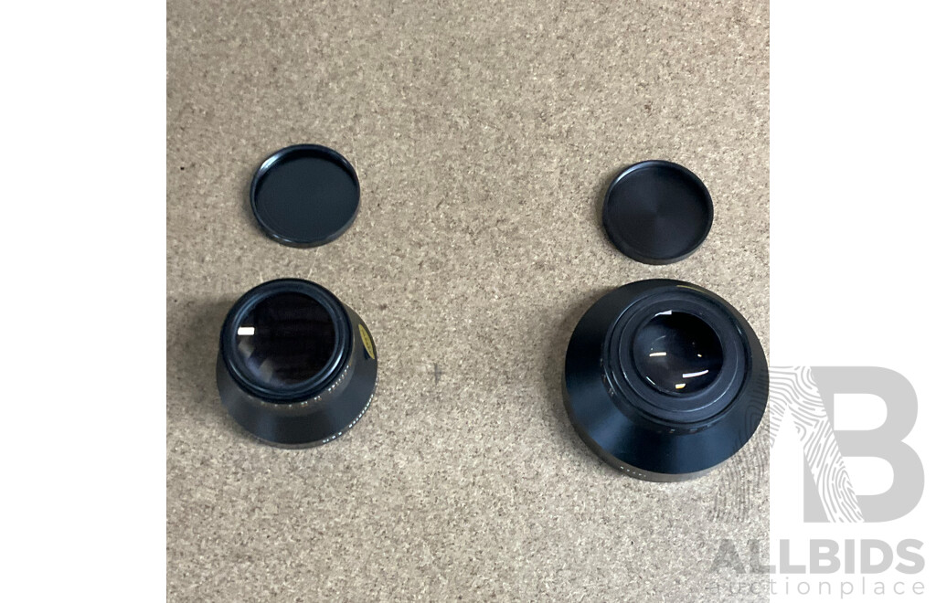 Pair of Vintage (1970s) SANKYO Auxilary Camera Lenses in Original Leather Casing  - Wide Converter 0.75x & Tele Converter 1.5x - LOT of 2