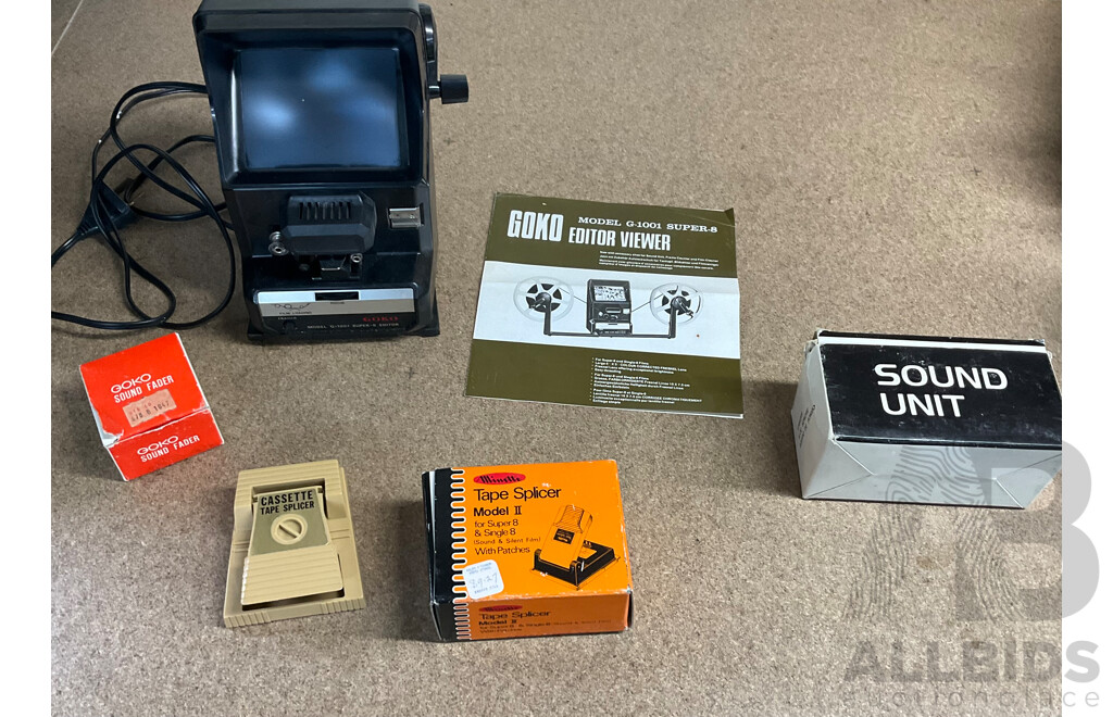 Vintage GOKO Model G-1001 Super-8 Editor Viewer Set - GOKU Sound Unit & GOKU Sound Fader with Other Accessories