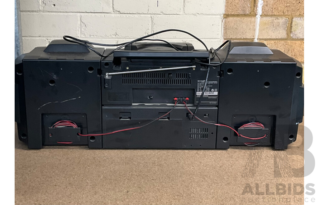 Vintage SHARP (GX-CD1200W BK)Portable CD & Double Cassette Stereo Compenent System