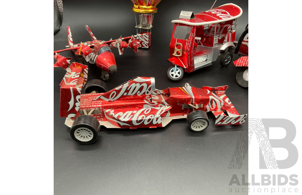 Collection of Handcrafted Miniature Models Made From Recycled Coca-cola Cans - Lot of 6