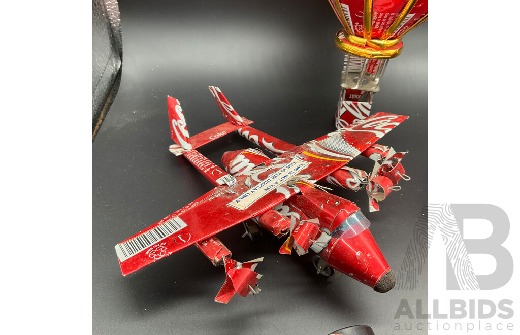 Collection of Handcrafted Miniature Models Made From Recycled Coca-cola Cans - Lot of 6