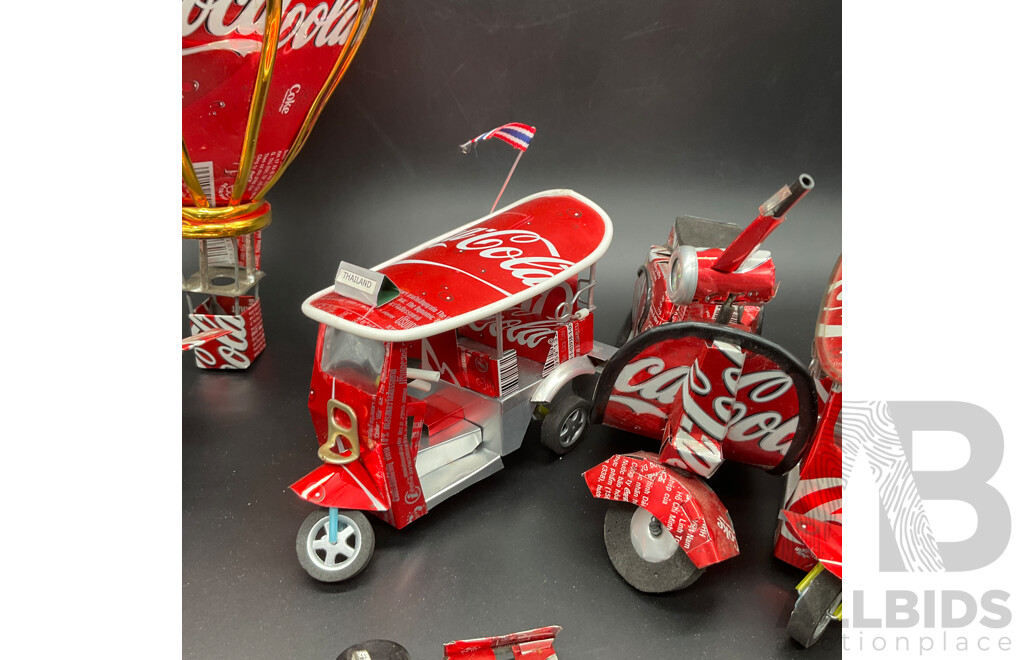 Collection of Handcrafted Miniature Models Made From Recycled Coca-cola Cans - Lot of 6