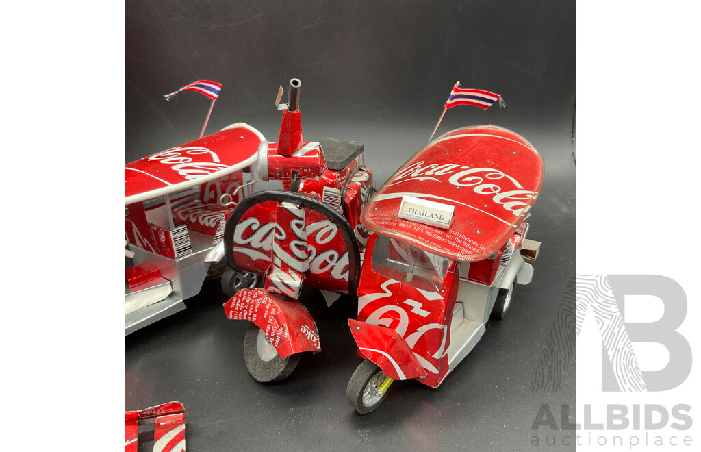 Collection of Handcrafted Miniature Models Made From Recycled Coca-cola Cans - Lot of 6