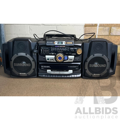 Vintage SHARP (GX-CD1200W BK)Portable CD & Double Cassette Stereo Compenent System
