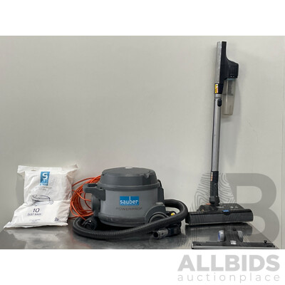 SAUBER Commercial PowerProf SCP-9000 Cannister Vaccum Cleaner with Spare Dust Bags & Cleaning Attachments