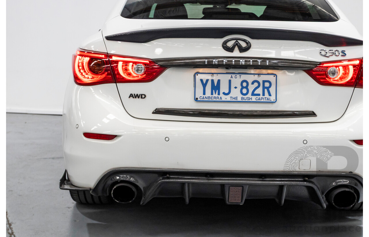 8/2014 Infiniti Q50s Hybrid Premium (AWD) V37 4d Sedan Moonlight White Pearl V6 3.5L