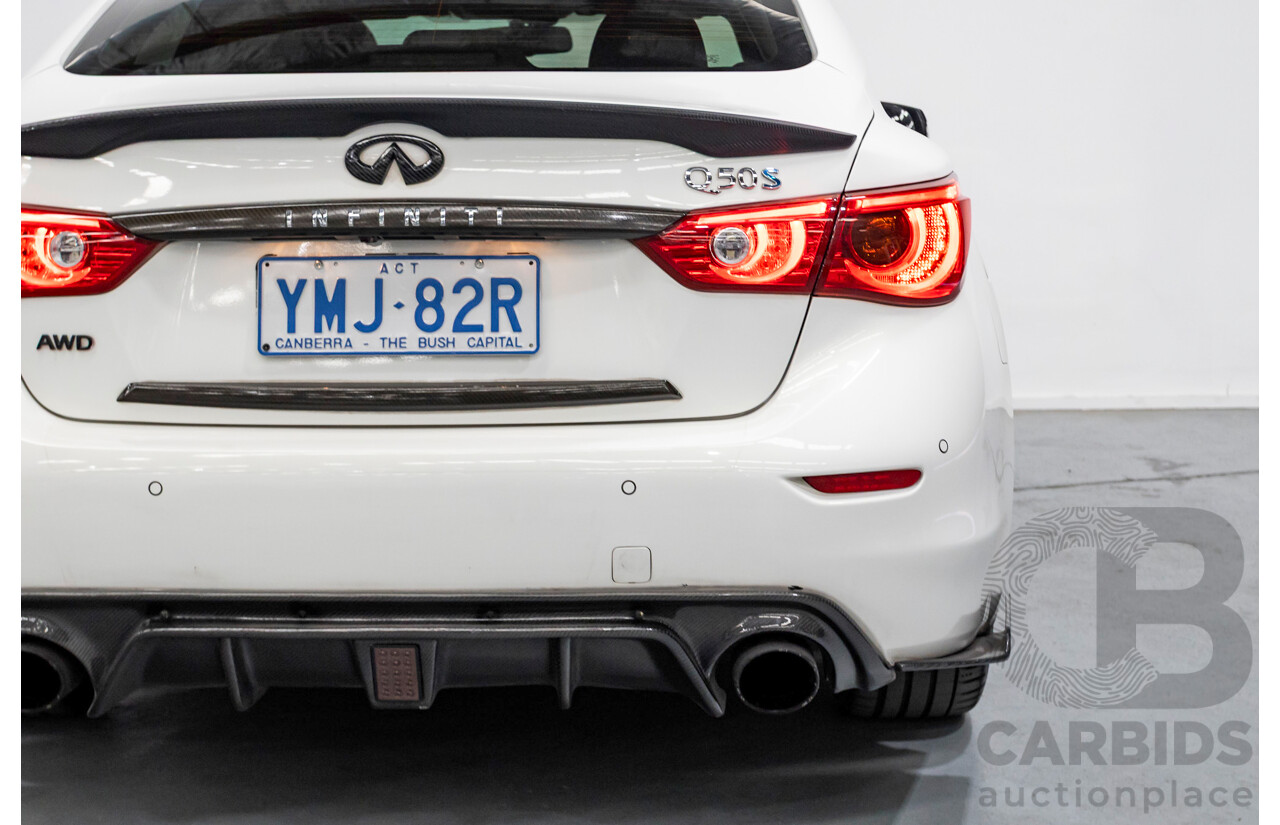 8/2014 Infiniti Q50s Hybrid Premium (AWD) V37 4d Sedan Moonlight White Pearl V6 3.5L