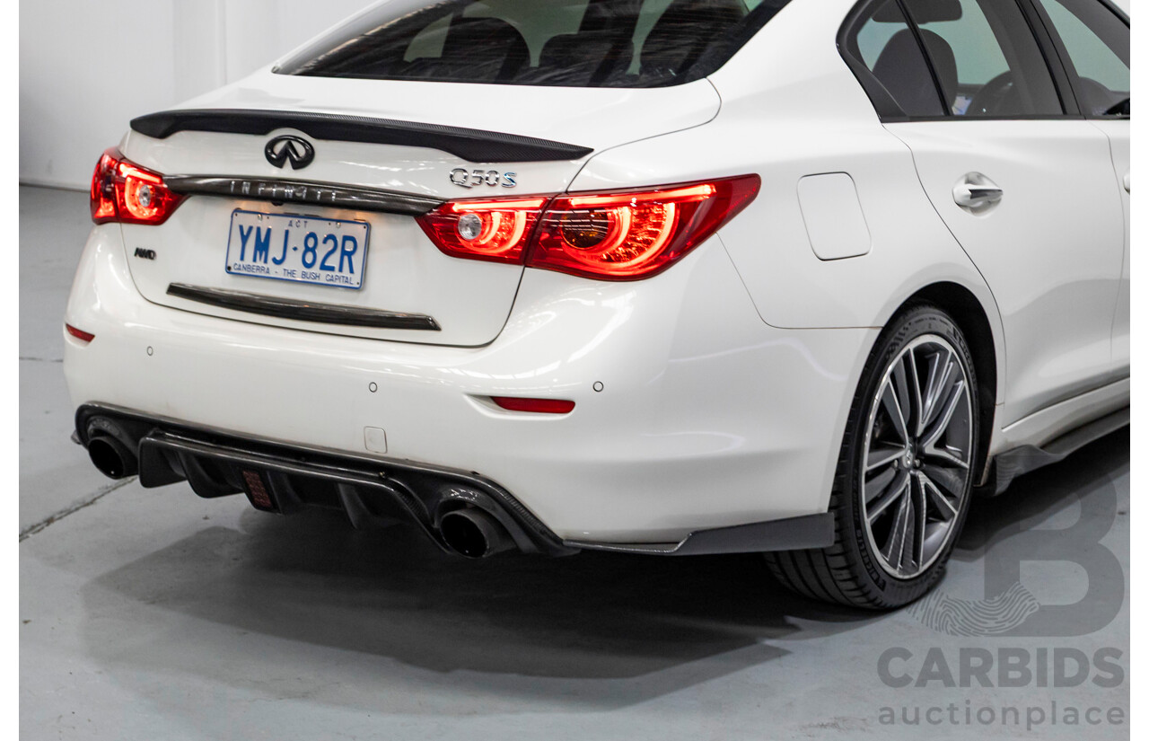 8/2014 Infiniti Q50s Hybrid Premium (AWD) V37 4d Sedan Moonlight White Pearl V6 3.5L