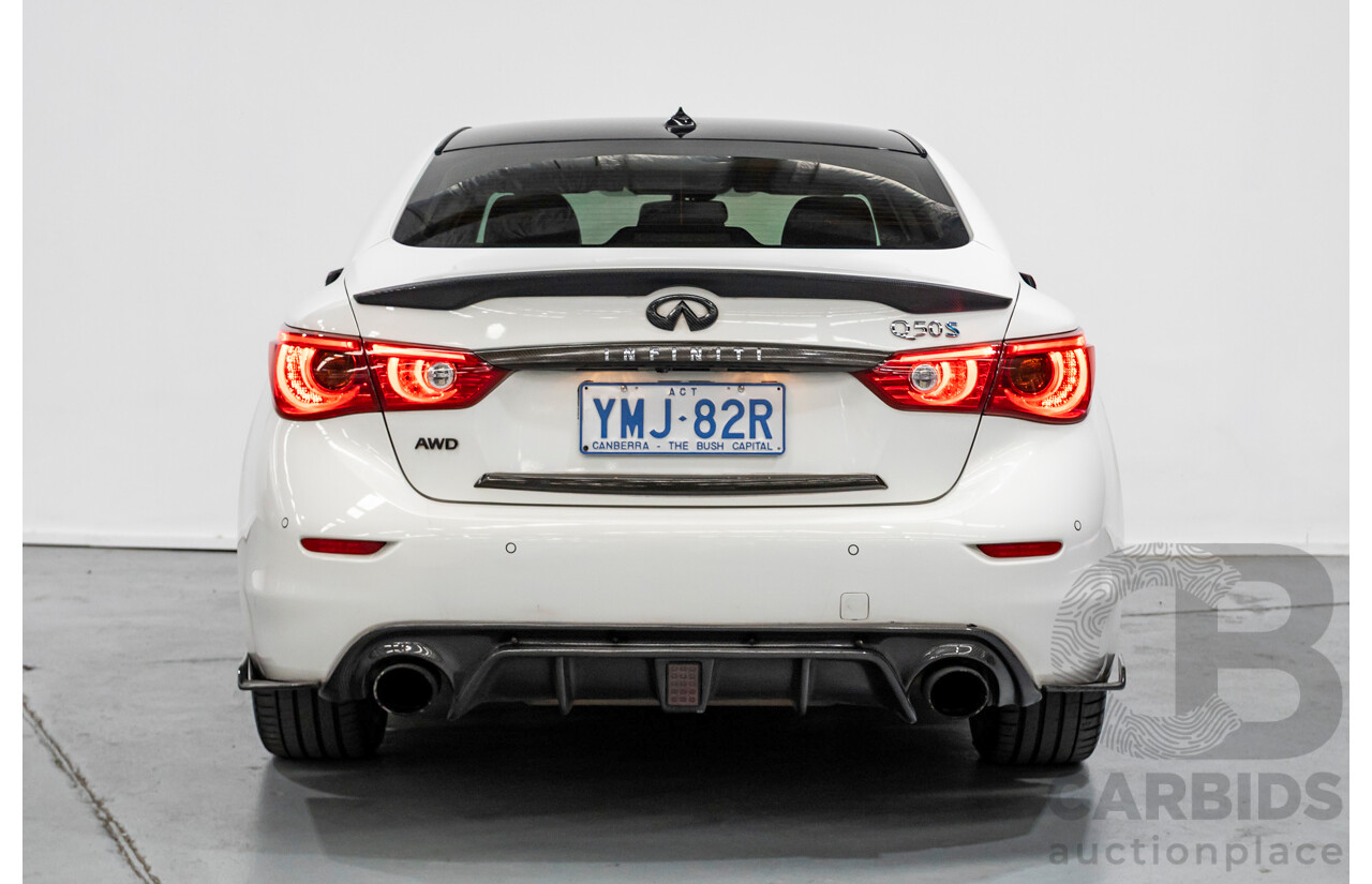 8/2014 Infiniti Q50s Hybrid Premium (AWD) V37 4d Sedan Moonlight White Pearl V6 3.5L