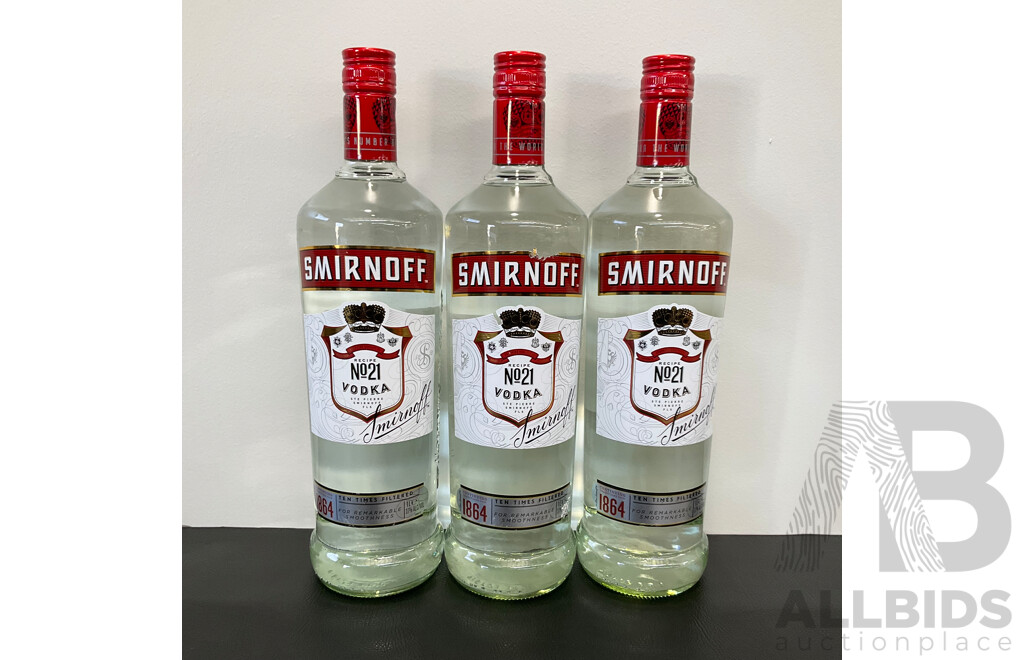 SMIRNOFF Vodka 1L - LOT of 3